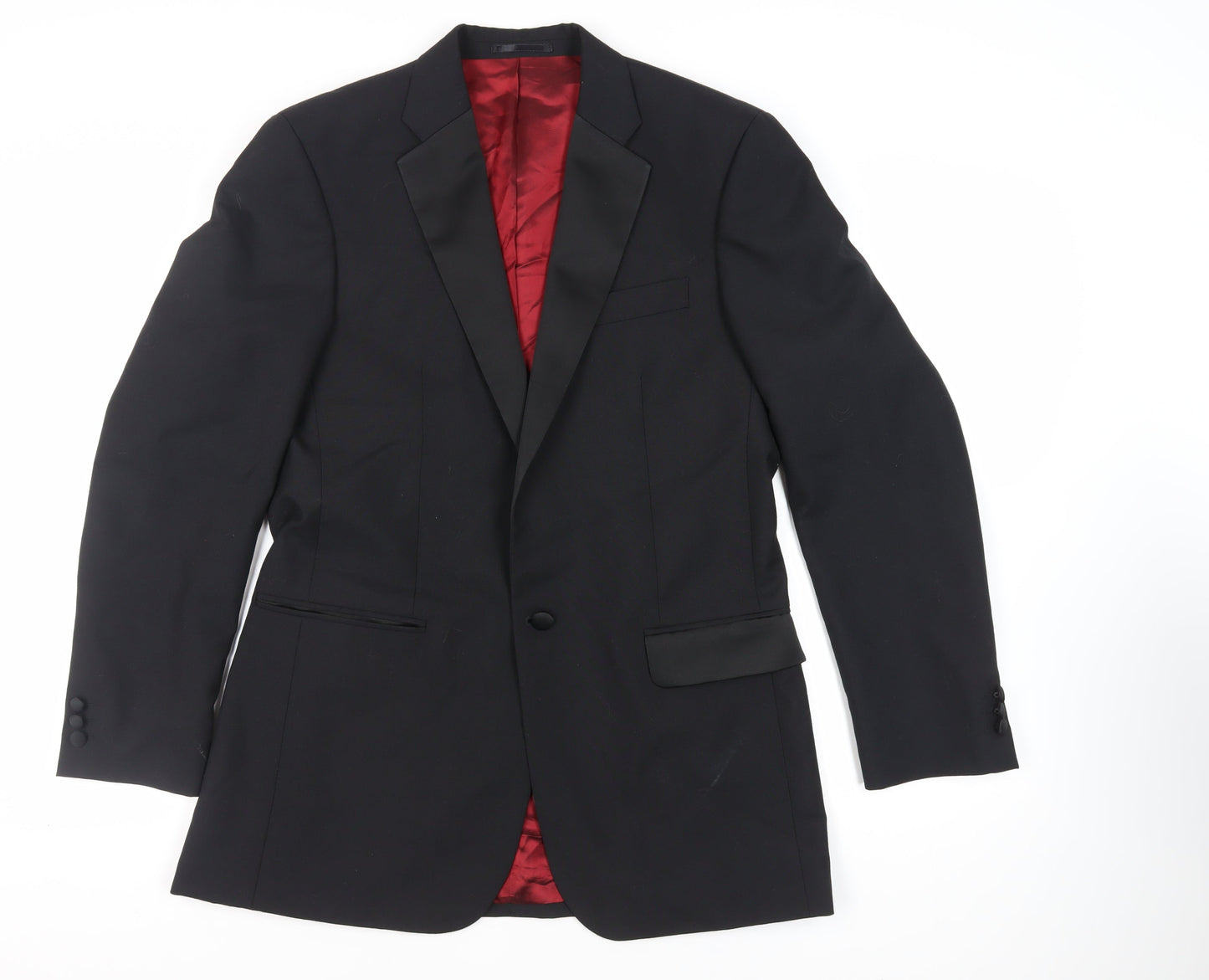 Mens UK Size 40 Charlton Gray Regular Black Suit Tuxedo