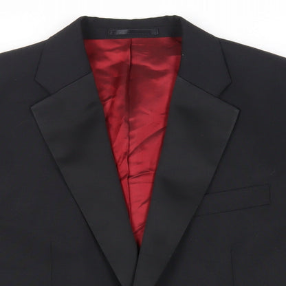 Mens UK Size 40 Charlton Gray Regular Black Suit Tuxedo