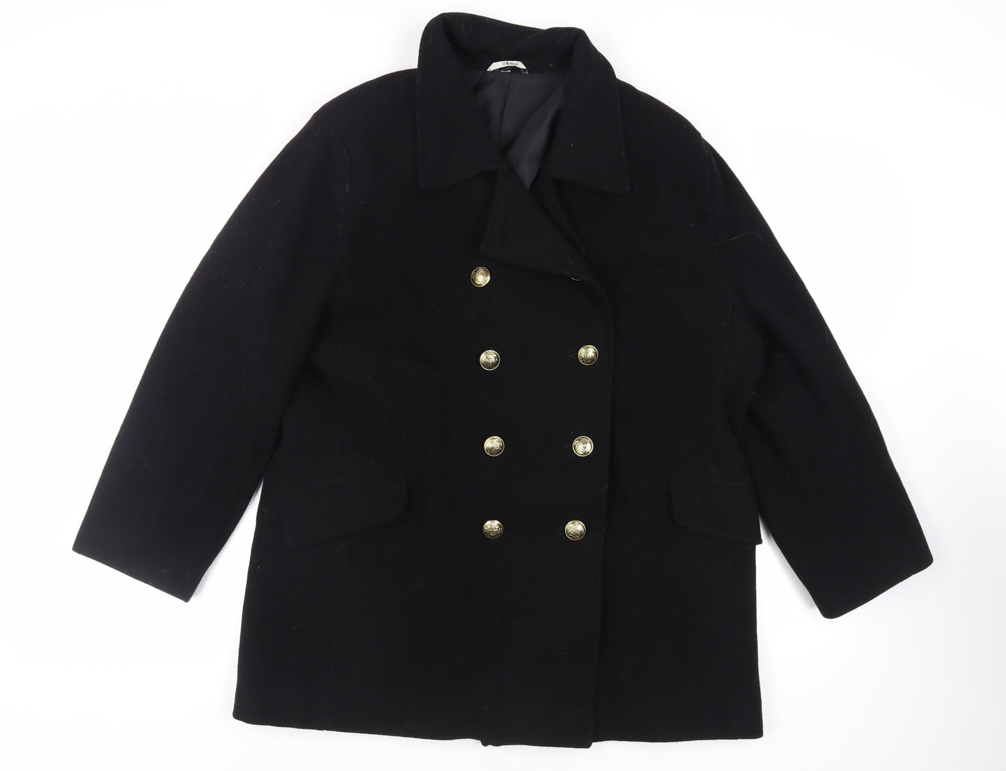 Klass Womens Black Pea Coat Coat Size L Button