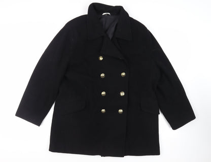 Klass Womens Black Pea Coat Coat Size L Button
