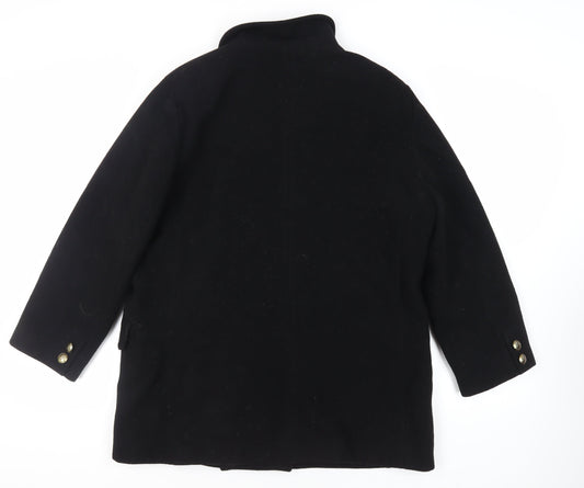 Klass Womens Black Pea Coat Coat Size L Button