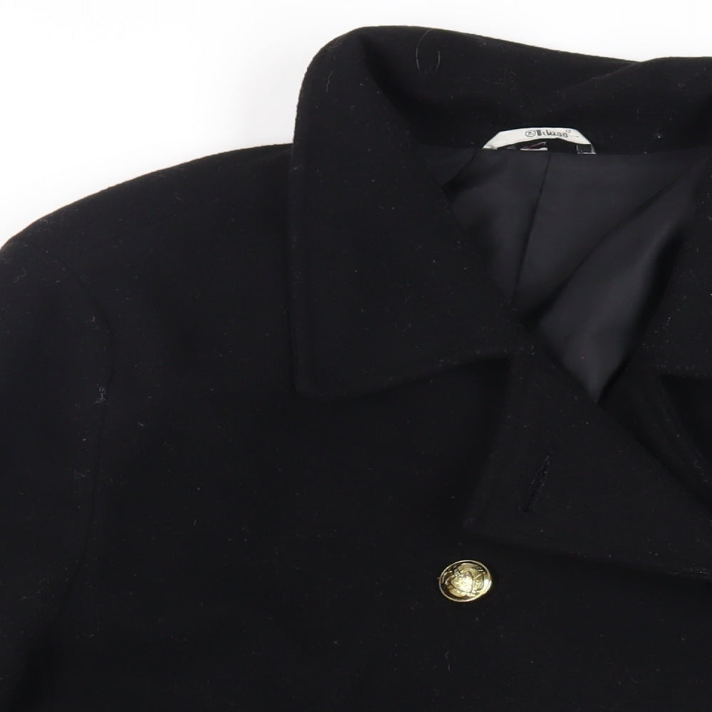 Klass Womens Black Pea Coat Coat Size L Button