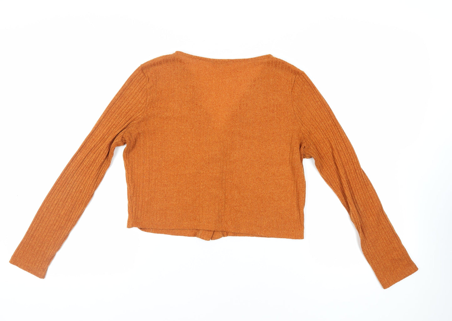 Cotton:On Womens Orange V-Neck Polyester Cardigan Jumper Size M
