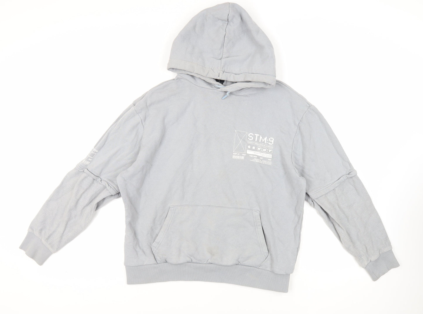 Mens UK Size L River Island Grey Pullover Hoodie