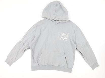 Mens UK Size L River Island Grey Pullover Hoodie