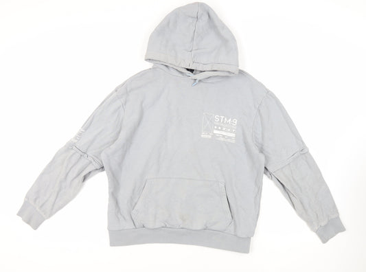 Mens UK Size L River Island Grey Pullover Hoodie