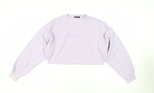 Boohoo Womens Purple Cotton Pullover Sweatshirt Size S Pullover - Cropped