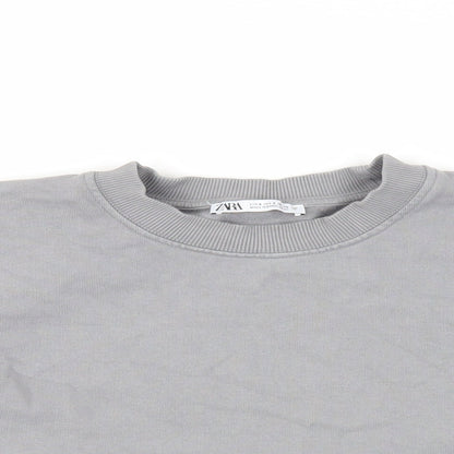 Zara Womens Grey Cotton Pullover Sweatshirt Size S Pullover - Cropped