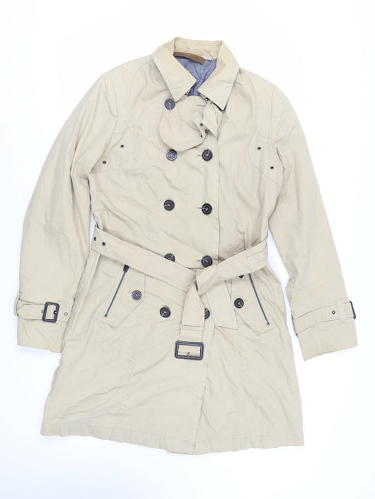 Fenn Wright Manson Womens Beige Trench Coat Coat Size 10 Button - Belted
