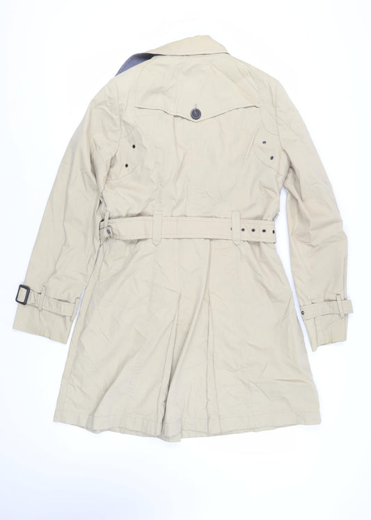 Fenn Wright Manson Womens Beige Trench Coat Coat Size 10 Button - Belted