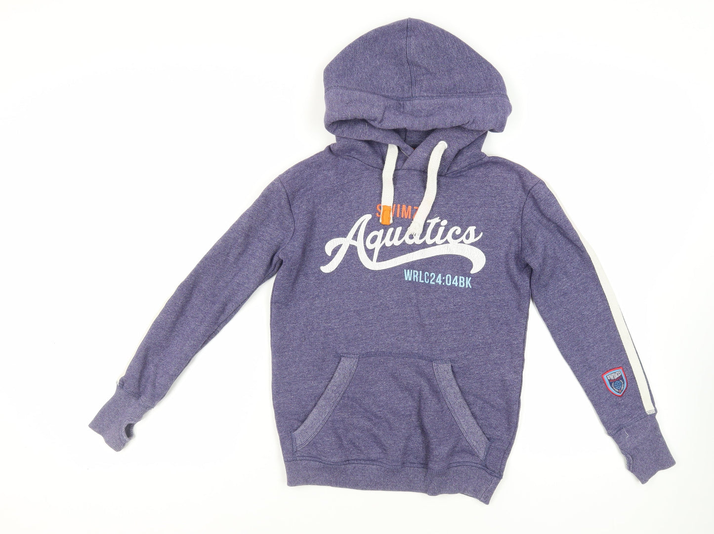 Swimzi Boys Blue Cotton Pullover Hoodie Size 11-12 Years Pullover - Logo Pockets
