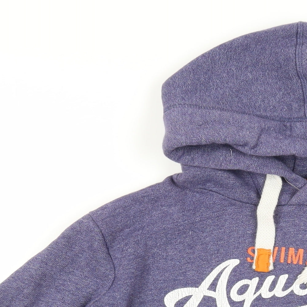 Swimzi Boys Blue Cotton Pullover Hoodie Size 11-12 Years Pullover - Logo Pockets