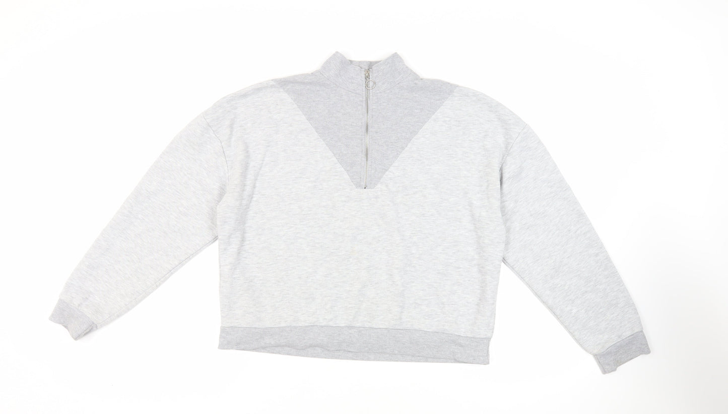 Boohoo Womens Grey Cotton Pullover Sweatshirt Size 12 Zip