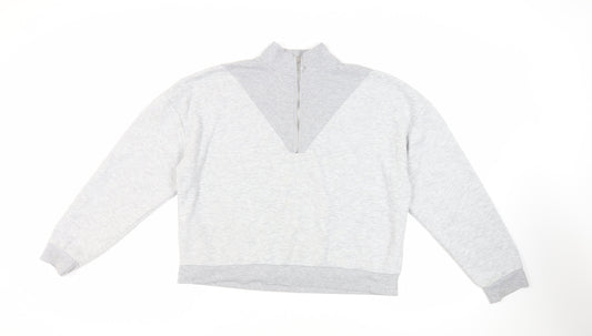Boohoo Womens Grey Cotton Pullover Sweatshirt Size 12 Zip