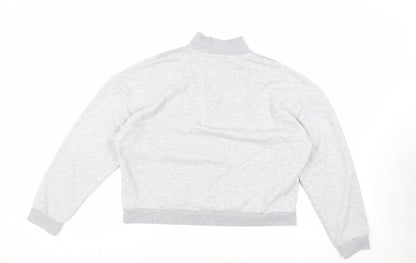 Boohoo Womens Grey Cotton Pullover Sweatshirt Size 12 Zip