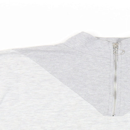 Boohoo Womens Grey Cotton Pullover Sweatshirt Size 12 Zip