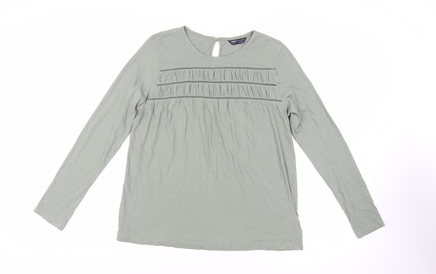 Womens UK Size 10 Marks and Spencer Green Basic T-Shirt