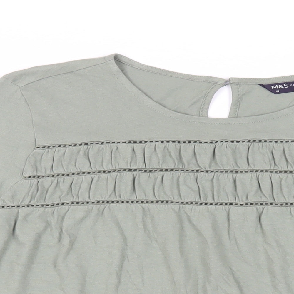 Womens UK Size 10 Marks and Spencer Green Basic T-Shirt