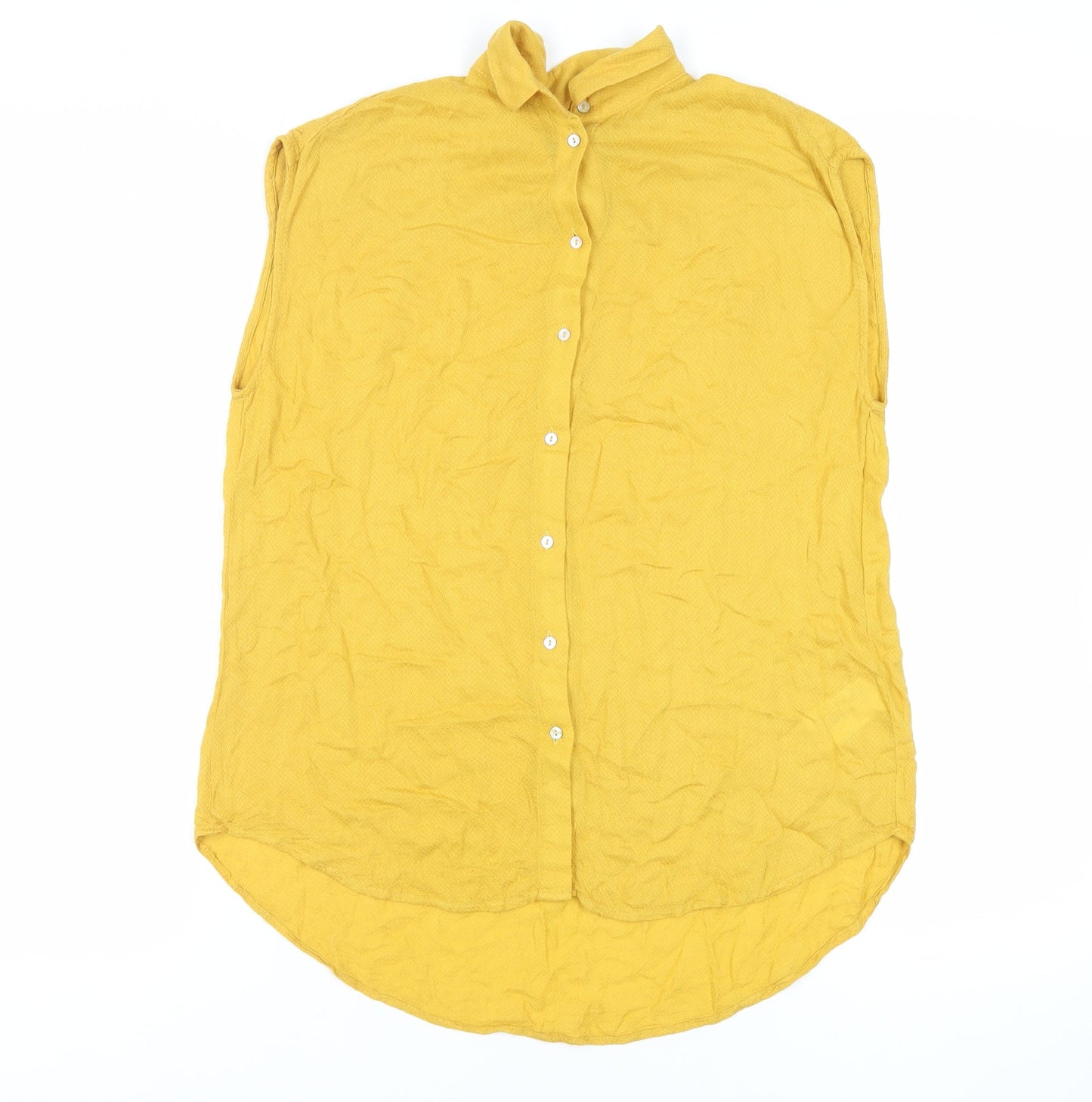 Womens UK Size 8 H&M Yellow Basic Button-Up