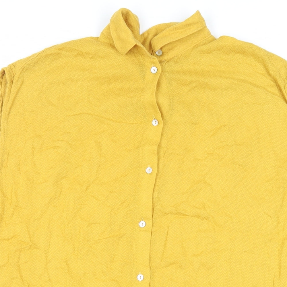 Womens UK Size 8 H&M Yellow Basic Button-Up