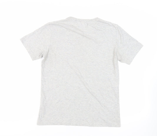 NEXT Mens Grey Cotton T-Shirt Size M Crew Neck - Flecked