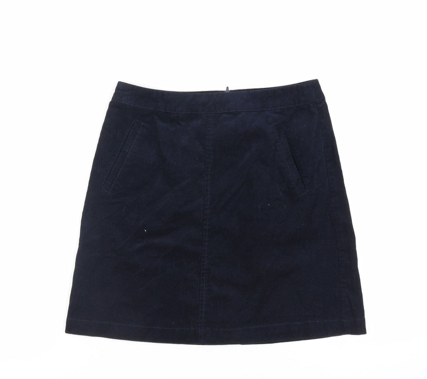 Oasis Womens Blue Cotton Mini Skirt Size 8 Zip - Pockets