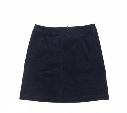 Oasis Womens Blue Cotton Mini Skirt Size 8 Zip - Pockets