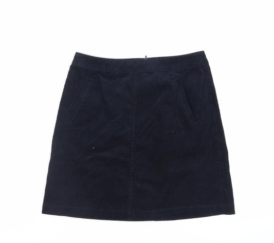 Oasis Womens Blue Cotton Mini Skirt Size 8 Zip - Pockets