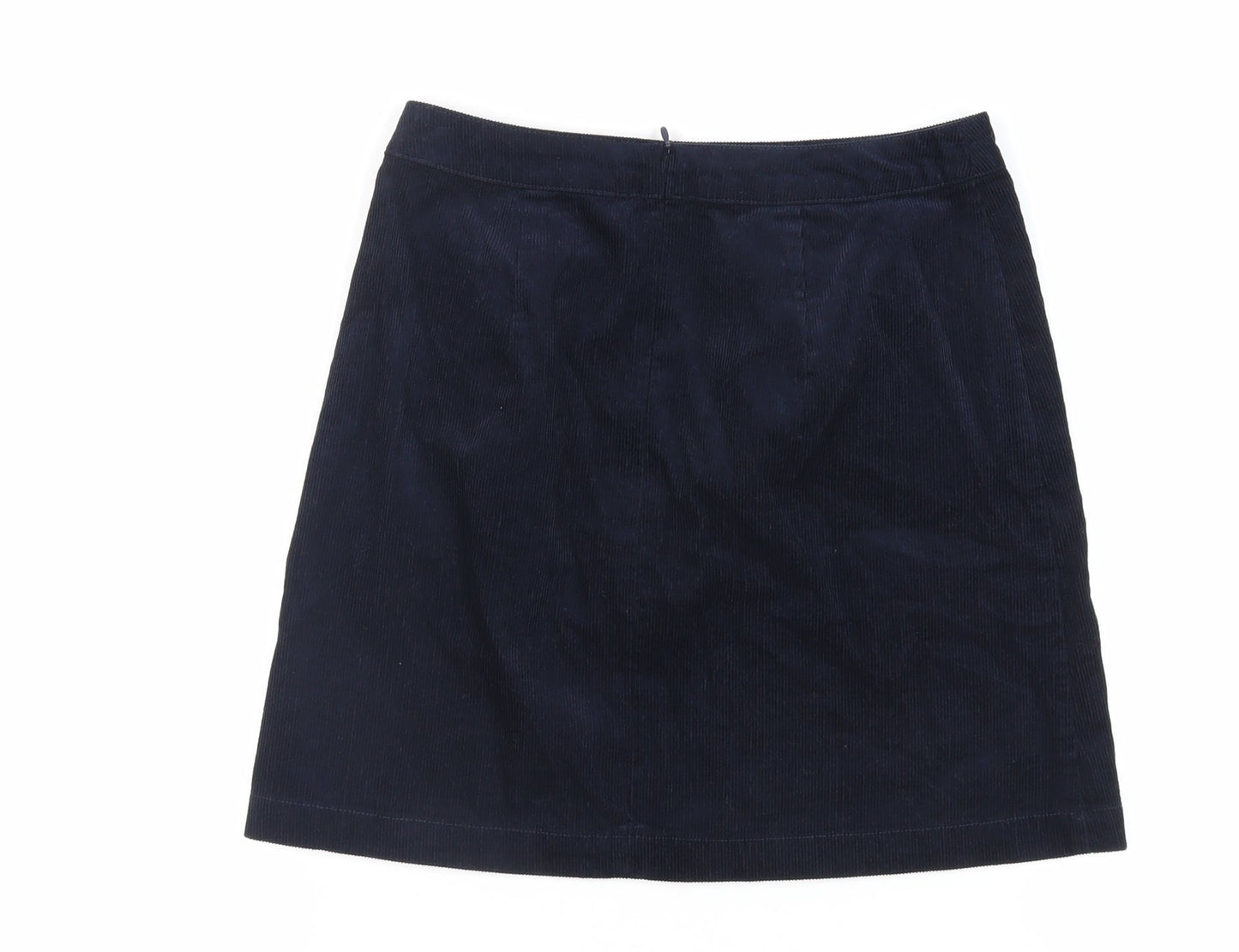 Oasis Womens Blue Cotton Mini Skirt Size 8 Zip - Pockets