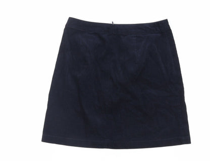 Oasis Womens Blue Cotton Mini Skirt Size 8 Zip - Pockets