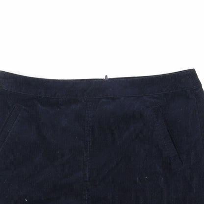 Oasis Womens Blue Cotton Mini Skirt Size 8 Zip - Pockets