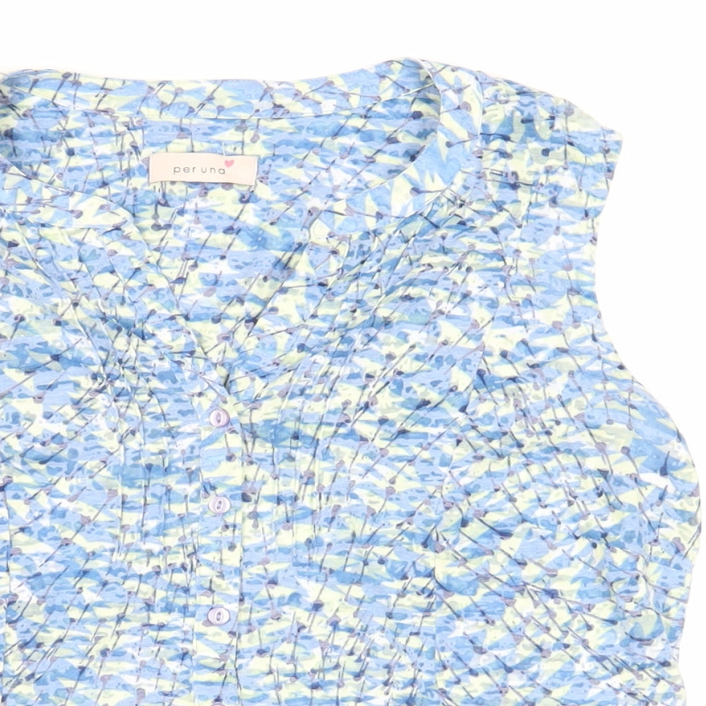 Womens UK Size 12 Per Una Blue Basic Button-Up