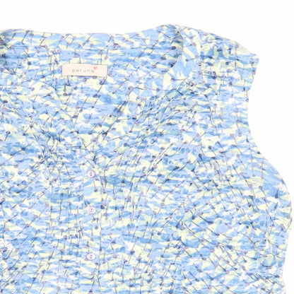 Womens UK Size 12 Per Una Blue Basic Button-Up