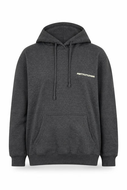 PRETTYLITTLETHING Womens Grey Cotton Pullover Hoodie Size 8 Pullover - Logo