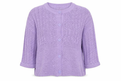 Marks & Spencer Womens Purple Round Neck Acrylic Cardigan Jumper Size 14