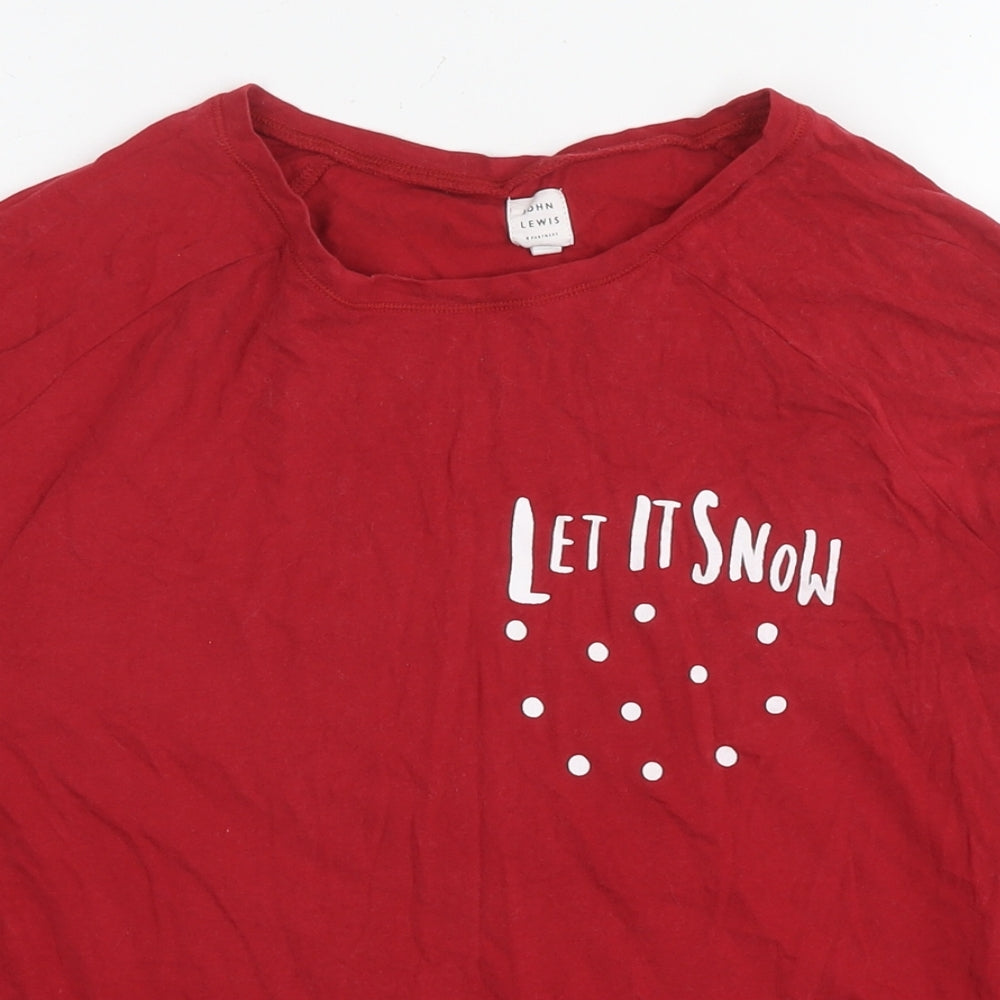 John Lewis Womens Red Cotton Basic T-Shirt Size 16 Round Neck - Let it snow