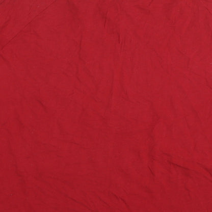 John Lewis Womens Red Cotton Basic T-Shirt Size 16 Round Neck - Let it snow