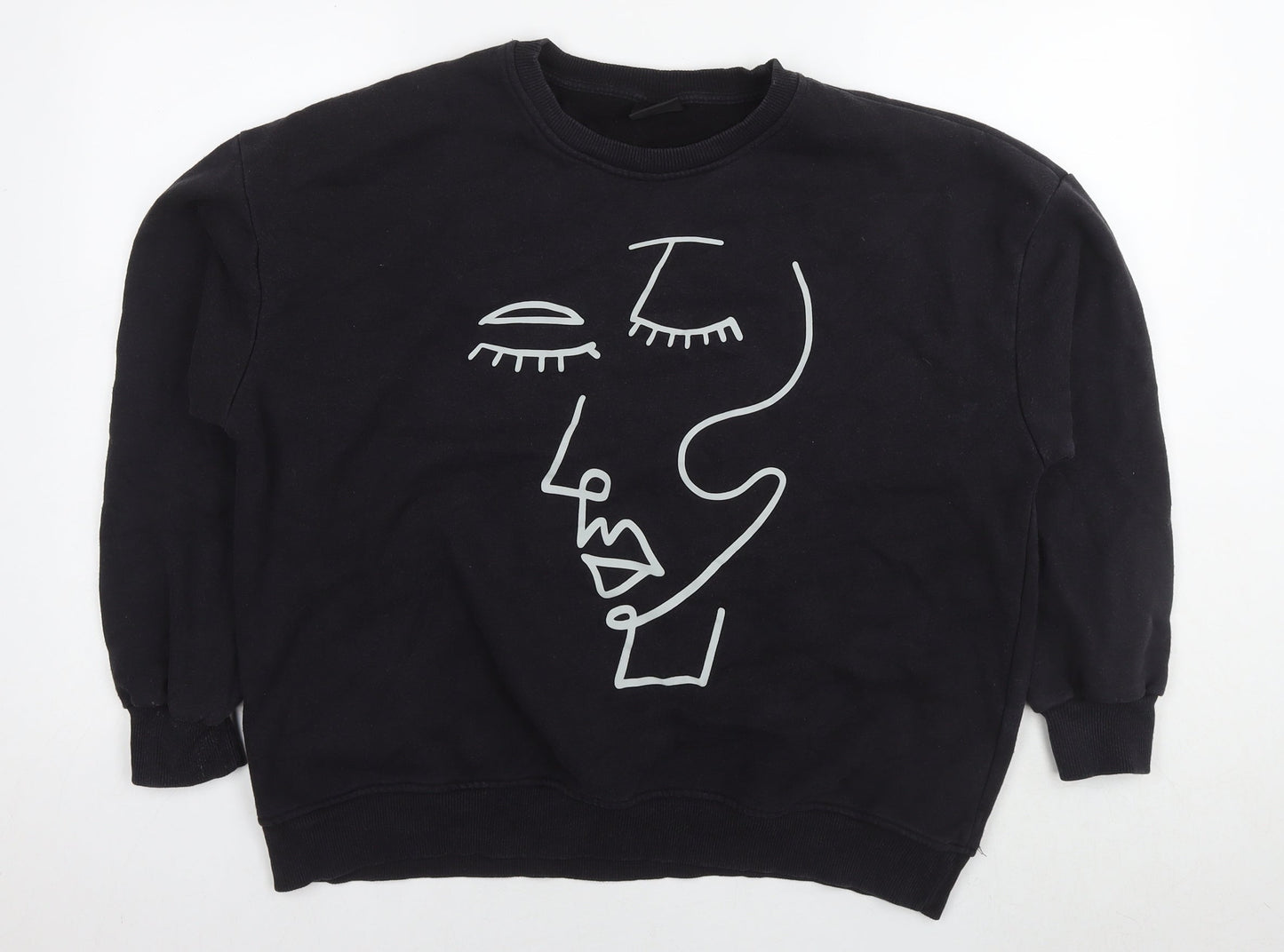 Womens UK Size M Pull&Bear Black Pullover Sweatshirt
