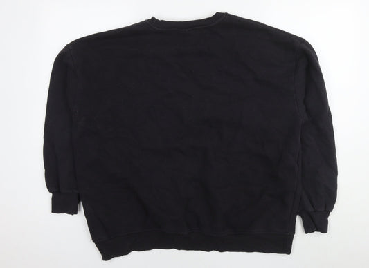 Womens UK Size M Pull&Bear Black Pullover Sweatshirt