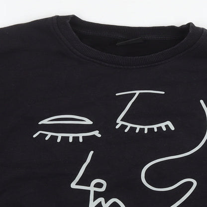 Womens UK Size M Pull&Bear Black Pullover Sweatshirt