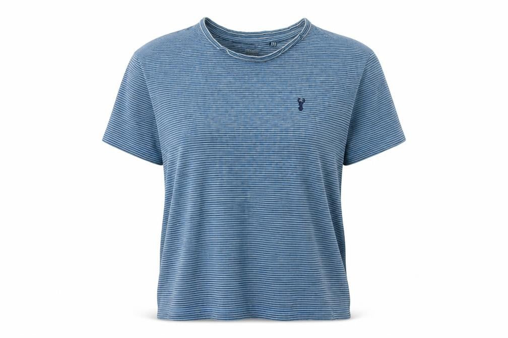 Next Womens Blue Striped Cotton Basic T-Shirt Size XS Round Neck