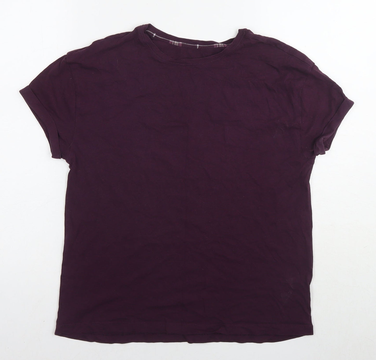 Marks and Spencer Womens Purple Cotton Basic T-Shirt Size 8 Round Neck - Size 8-10