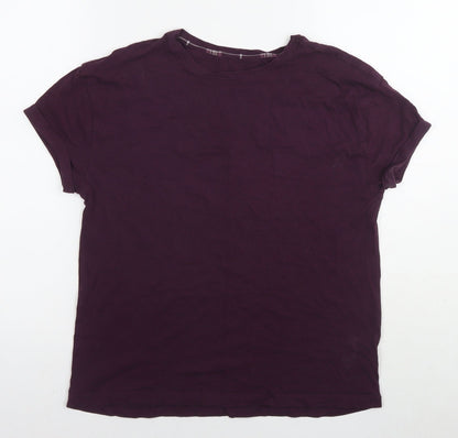 Marks and Spencer Womens Purple Cotton Basic T-Shirt Size 8 Round Neck - Size 8-10