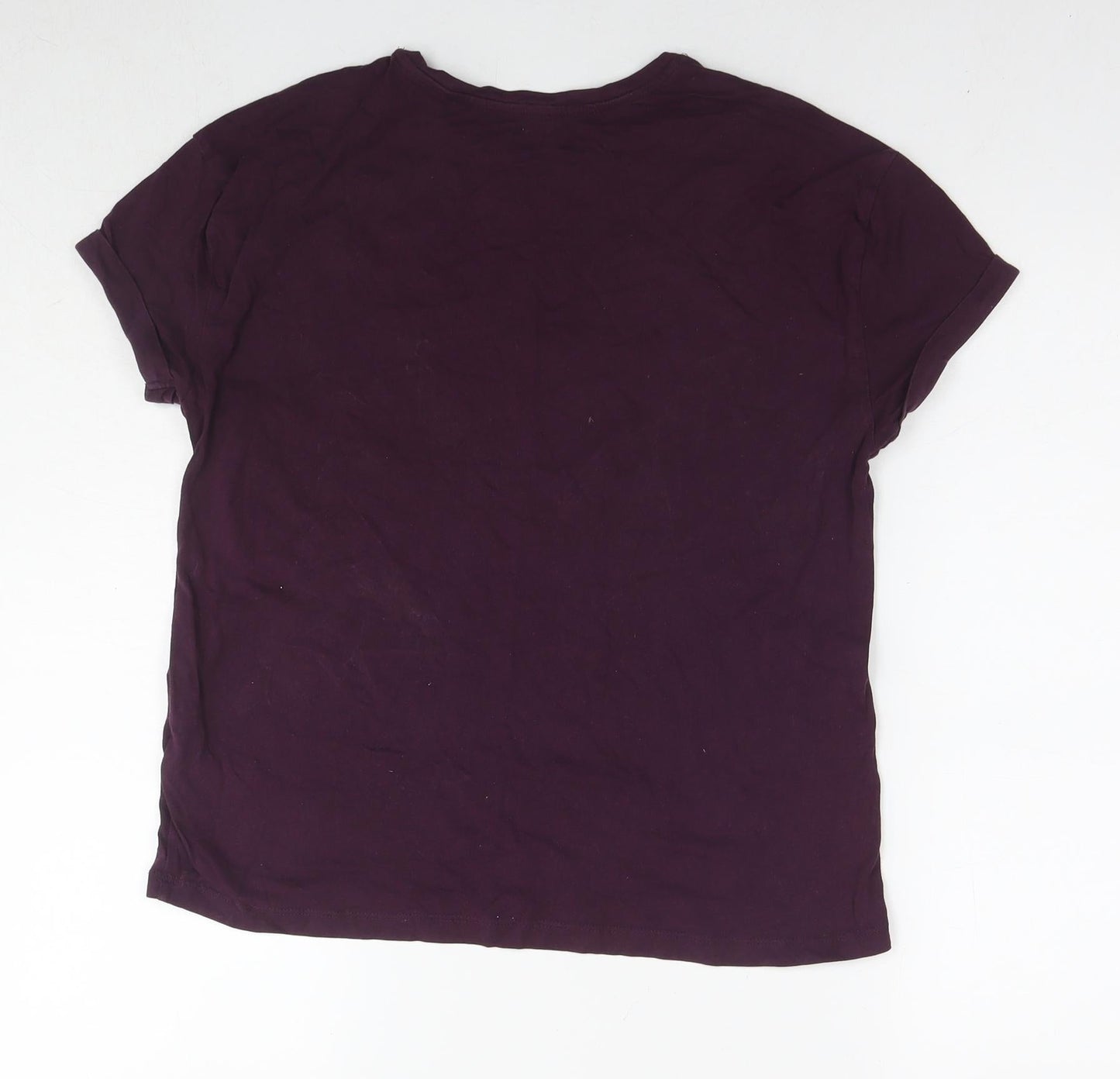 Marks and Spencer Womens Purple Cotton Basic T-Shirt Size 8 Round Neck - Size 8-10