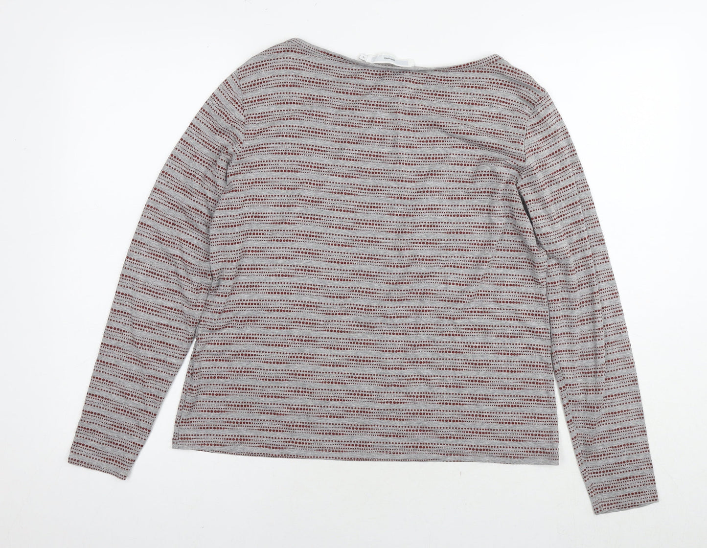 John Lewis Womens Grey Striped Viscose Basic T-Shirt Size 16 Round Neck