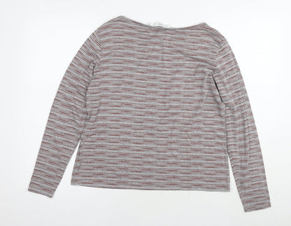 John Lewis Womens Grey Striped Viscose Basic T-Shirt Size 16 Round Neck