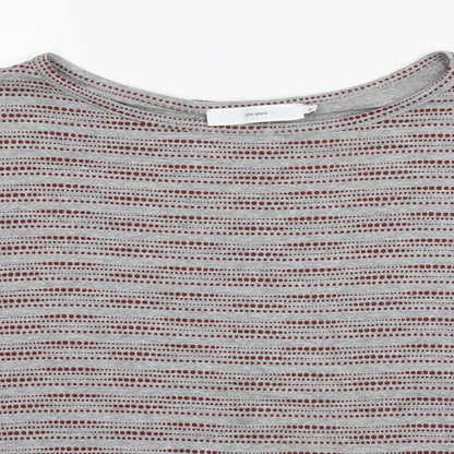 John Lewis Womens Grey Striped Viscose Basic T-Shirt Size 16 Round Neck