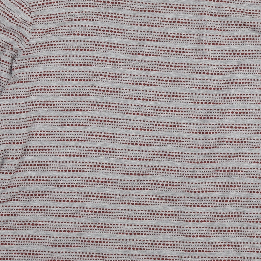 John Lewis Womens Grey Striped Viscose Basic T-Shirt Size 16 Round Neck