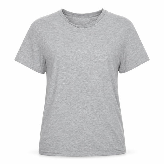 Front view of ASOS women’s grey polyester basic t-shirt, size M, round neck