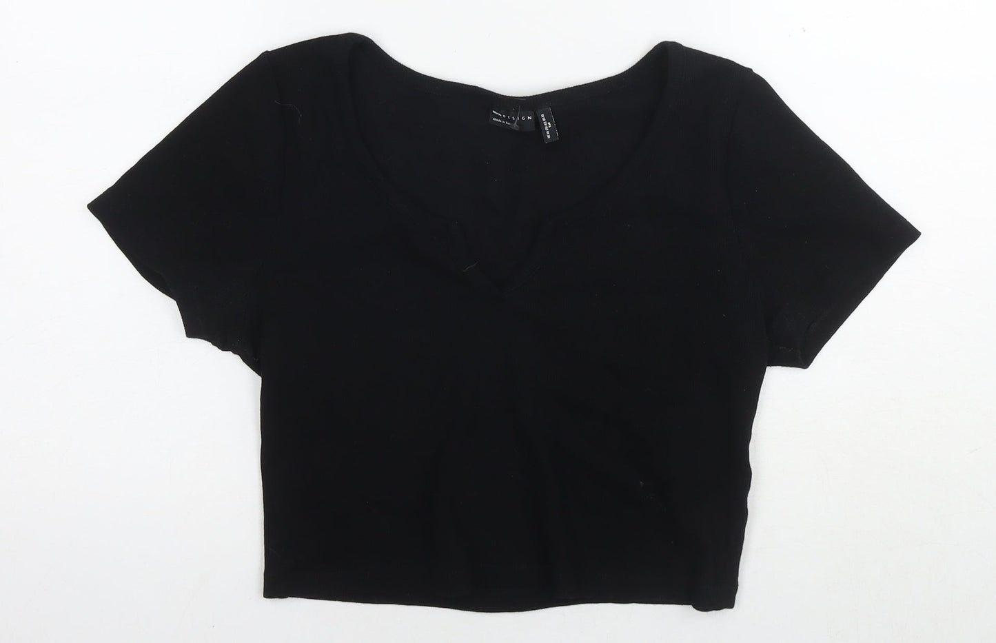 Womens UK Size 14 ASOS Black Cropped T-Shirt